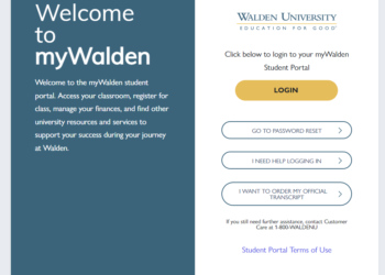Screenshot of the Walden University Student Portal homepage, featuring a clean and user-friendly interface with easy navigation options for online courses, resources, and student support services