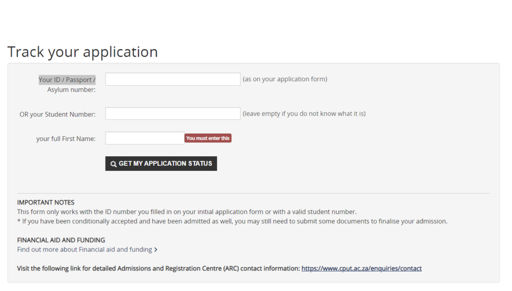 How to Check the CPUT Application Status