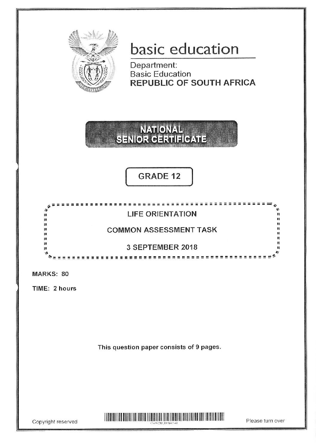 Grade 12 Life Orientation Past Papers and Memorandum 2023